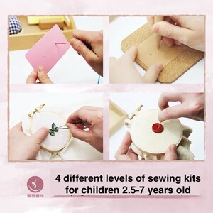 Montessori Sewing Kits Preliminary Level for 2.5-4 years old Needlework Practical Life Activity Ready-to-use Set image 2