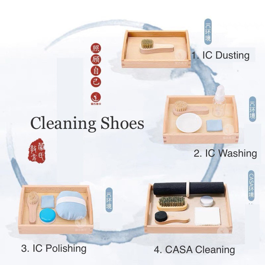 Dusting Washing Polishing Shoes Work Montessori Practical Life Activity