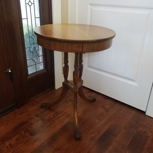 Gorgeous Antique Round Hardwood and Bronze Claw-Foot Table in Superb Condition