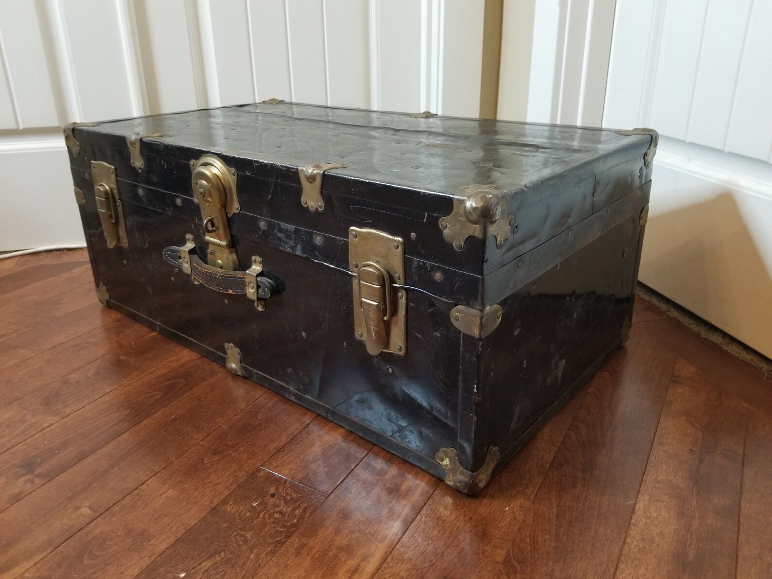 Fantastic Vintage Large Black Metal Trunk/travel Case in Etsy