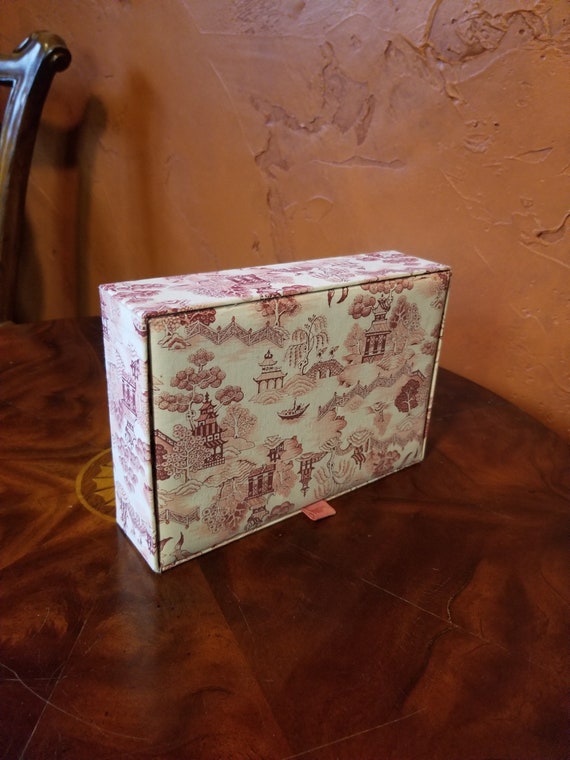 Mid-Century Floral Pink Jewelry Box - Silk - image 10