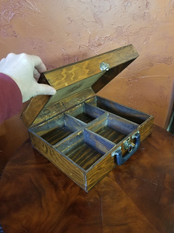 Incredible Hand Crafted, Vintage Wood Suitcase-style Fishing