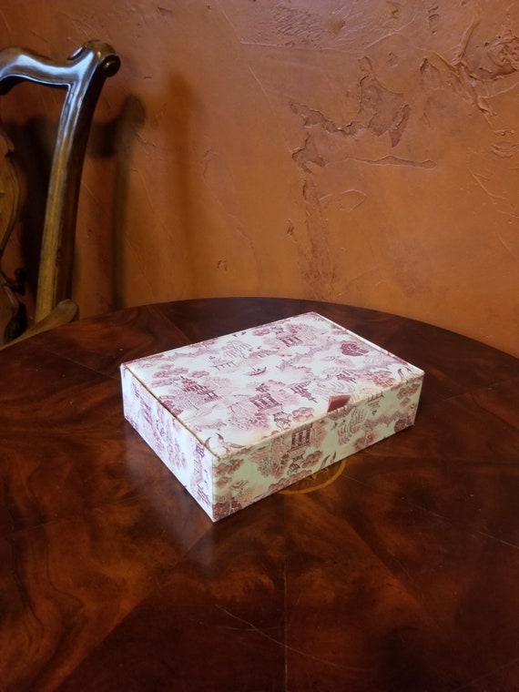 Mid-Century Floral Pink Jewelry Box - Silk - image 3