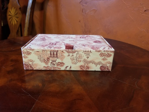 Mid-Century Floral Pink Jewelry Box - Silk - image 1