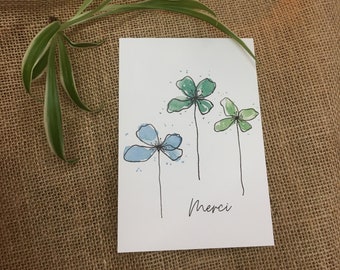 Carte MERCI à l'aquarelle