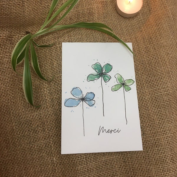 Carte MERCI à l'aquarelle