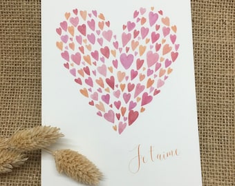 I LOVE YOU card in watercolor