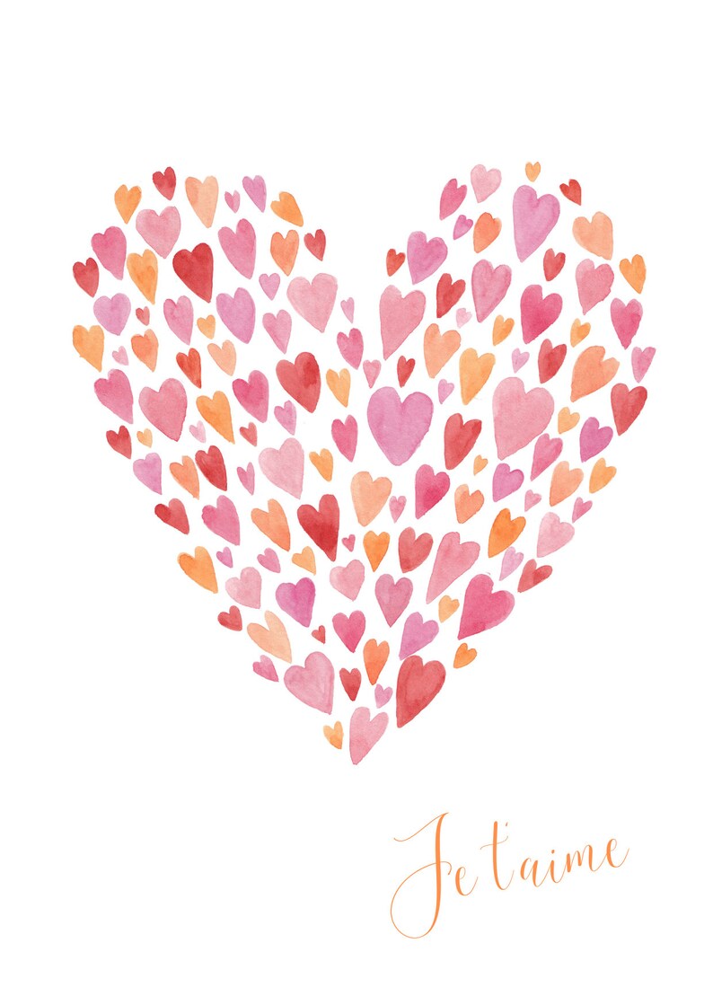 Carte JE T'AIME à l'aquarelle image 2