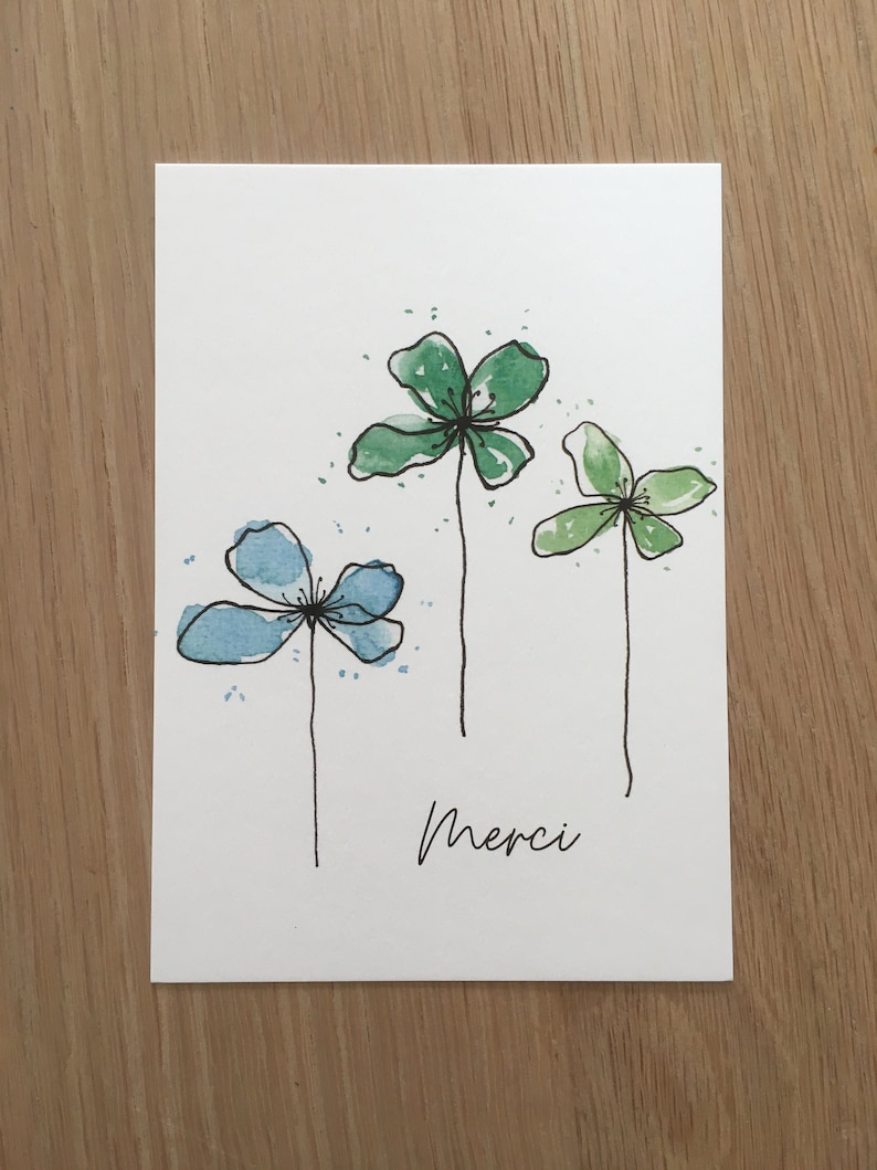 Carte MERCI à l'aquarelle image 2