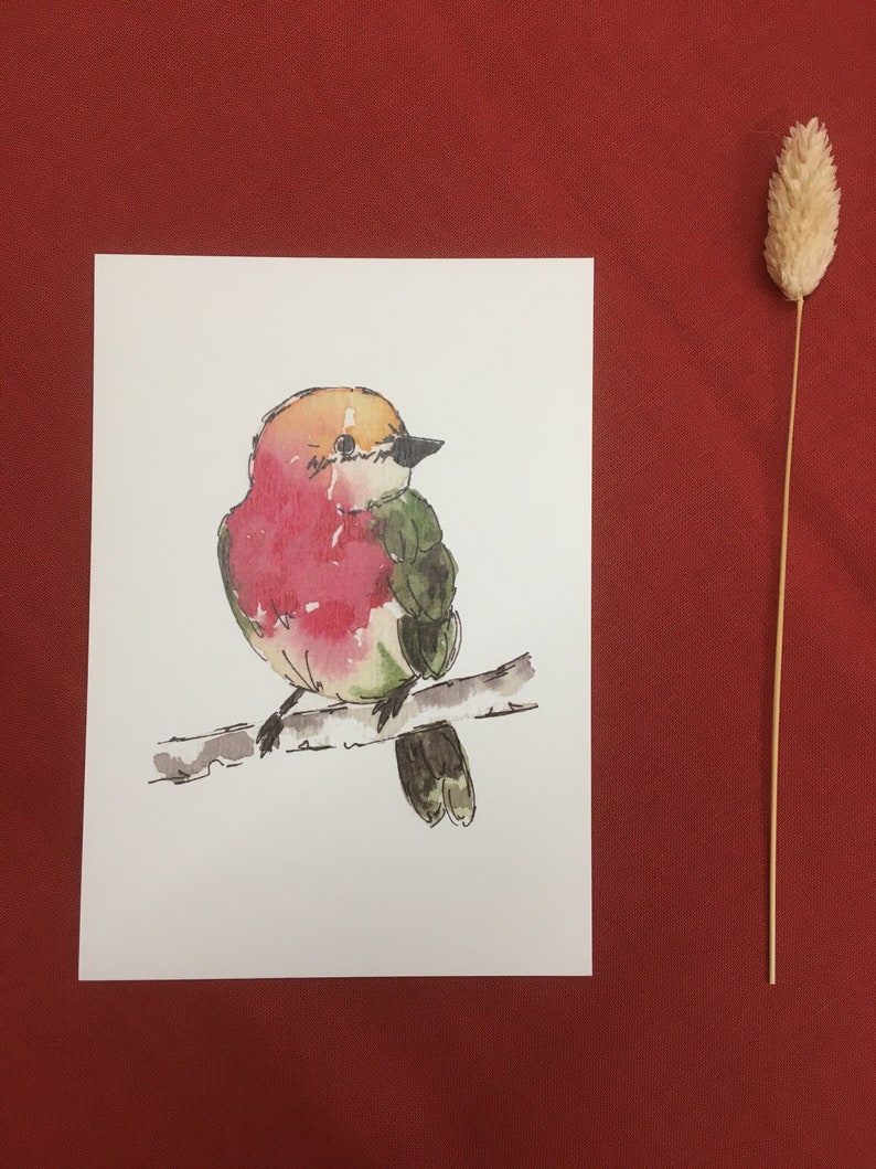 Set of 5 Watercolor Bird Postcards Set 1 image 3