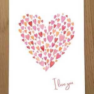 Carte JE T'AIME à l'aquarelle image 3