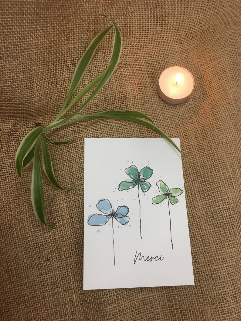 Carte MERCI à l'aquarelle image 1