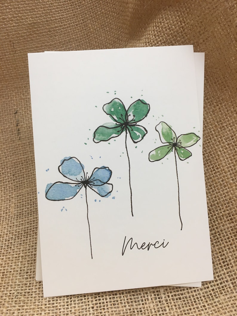 Carte MERCI à l'aquarelle image 3