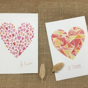 Carte JE T'AIME à l'aquarelle image 4