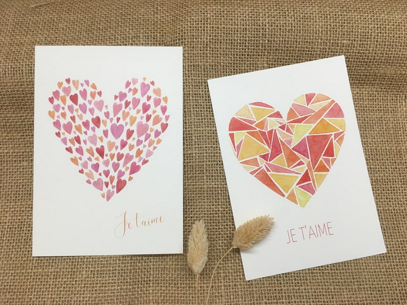 Carte JE T'AIME à l'aquarelle image 4