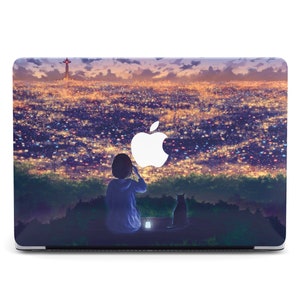 Funda para MacBook Pro 13 16 M3 2023 2025 con luces bokeh y paisaje urbano Funda para MacBook Pro 14 M3 16 Funda con diseño de chica y gato de anime Funda para MacBook Air 13 Pro 15 A2141