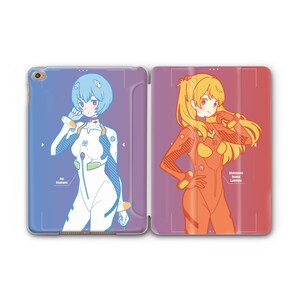 May include: A white and red iPad case with a colorful illustration of two anime characters. The case features a blue character on the left side with the text "Rei Ayanami" and a red character on the right side with the text "Shikinami Asuka Langley".