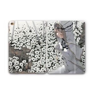 Praying Anime Girl White Flowers iPad Smart Case New 2025 iPad Air 11 Stand Case iPad Flip Cover iPad 12 9 2021 iPad 10.9 8th Gen iPad 11