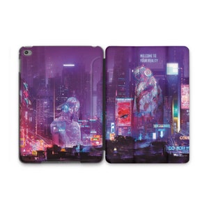 Cyberpunk Night City Neon Holographic iPad Smart Case New 2020 iPad Mini 6  iPad Flip Cover iPad 12 9 2022 M2 iPad 10.9 8th Gen iPad 11