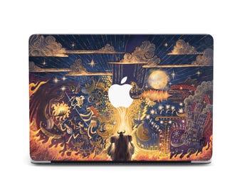 Fantasy Mystical Tree Fire Golden Cosmic Illustration MacBook  Pro 13 16 A2141 A2338 Art 2023  M3 16 14 Case Air 13 Pro 15 MacBook Cover