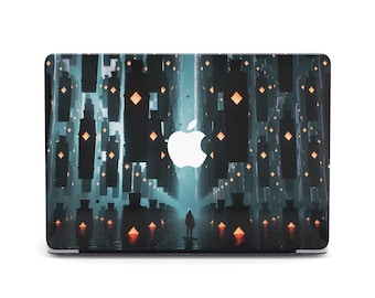 Futuristic City Geometric Lights Solitary Figure Art Macbook M3 Max 16 Macbook Pro 13 Art Mac Air 13 Pro M4 A2141