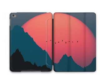 Red Sunset Mountain View iPad Smart Case New 2025 iPad Air 11 Landscape Art Birds iPad Flip Cover iPad 12 9 2021 iPad 10.9 8th Gen