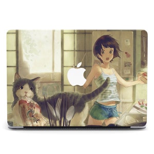 Girl and Cat Apple Macbook Art Anime Pro 13 16 A2141 A2338 Anime Art 2023 A2338 MacBook M3 16 Case Mac Air 13 Pro 15 A2141 MacBook Cover