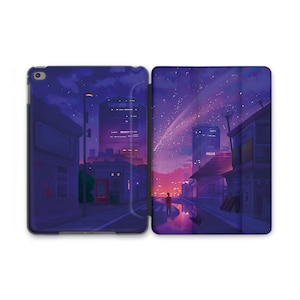 Purple Night City iPad Case iPad 7th Gen iPad Anime Lights Art Case 10 5 iPad 10.9 Case iPad 11 Case iPad Stand iPad 12 9 2025 Smart Case