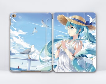 Cute Anime Girl iPad Smart Case Fresh Summer Art Art iPad 11 2025 Case iPad 10.9 iPad Flip Cover iPad Case 10 5 iPad Air 13 iPad Air 3 Gift