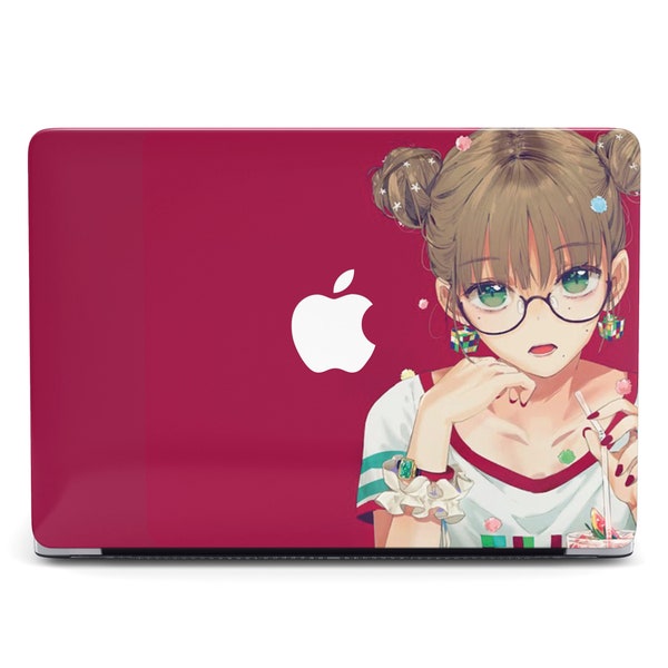 Cute Anime Girl Macbook Pro 13 16 A2141 Kawaii Glasses Hipster Art A2338 Retina 2023 A2338 Mac Book M3 16 Case Mac Air 13 Pro A2141 MacBook