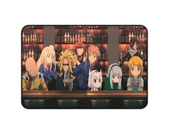 Anime World Protagonists Desk Mat Anime Heroes Hanging at the Bar Desk Pad Modern Desk Mat Anime Art Pad Décor Gaming Mouse Desk Mat X Large