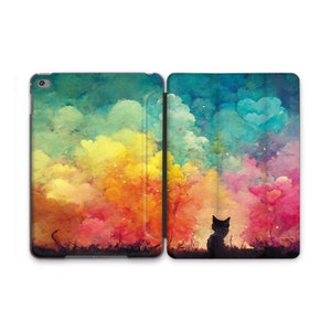 Colorful Clouds iPad Case Small Kitty Cat iPad 7th Gen iPad Case 10 5 iPad 10.9 Case iPad 11 Case iPad Stand iPad 12 9 2025 Smart Case