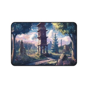 Anime Antike Kapelle und Tempel Schreibtischmatte Anime Landschaft Schreibtischunterlage Moderne Schreibtischunterlage Gaming Maus Schreibtischunterlage X L