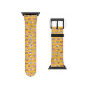 Yellow Butterflies Apple Watch Band Butterfly Pattern iWatch Bands Pop Art Design Watch Band for Apple Watch Series 1 2 3 4 5 6 7 SE Bands