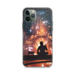 Night City Lights Japanses Phone Case fit for iPhone 13 Cute Cat Art 12 Pro 13 Pro Max, iPhone 12, 11, Xr, Xs, 8+, & Samsung S23