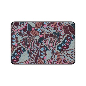 Aztekische Geometrische Schreibtischmatte, Gebrannte Orange, Boho Schreibtischmatte, Schreibtischzubehör, Großes Mousepad, Geschenk für Kollegen, Stilvolles Büro Accessoires