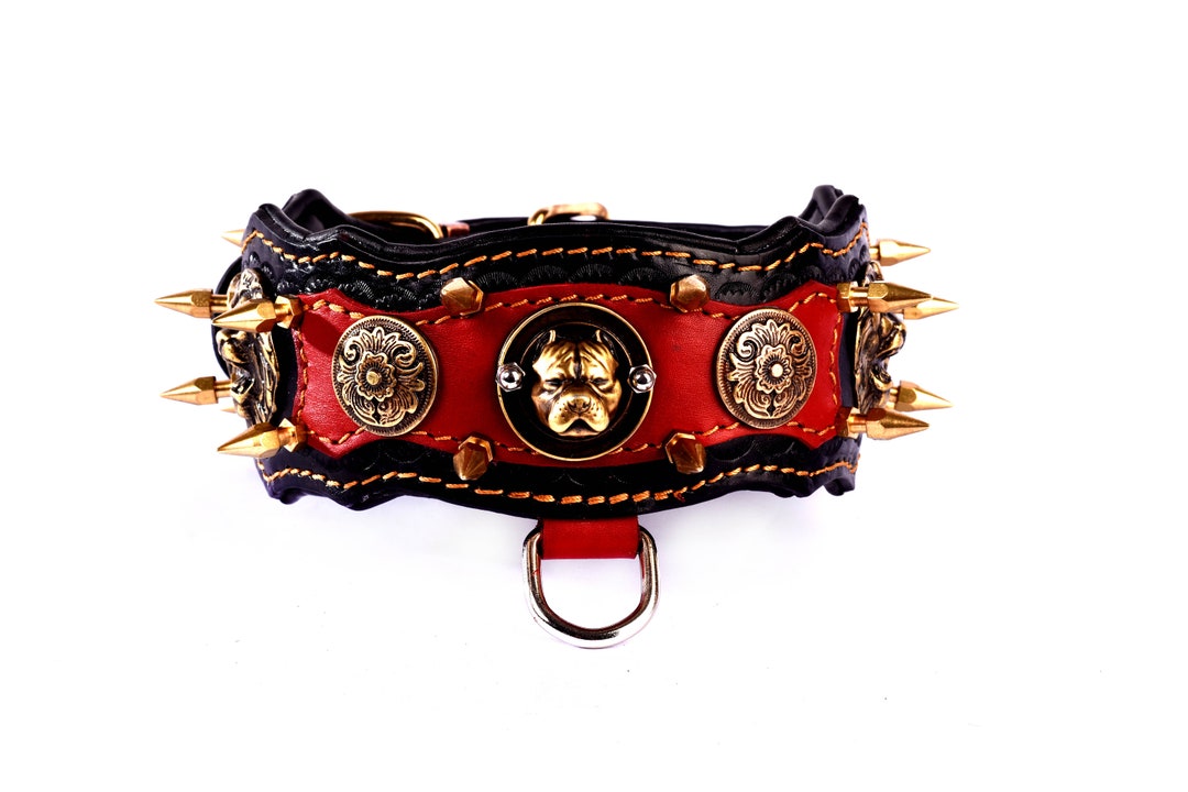 Heavy Duty Dog Collar With Thorn Spiked Studded Leather Dog Collar