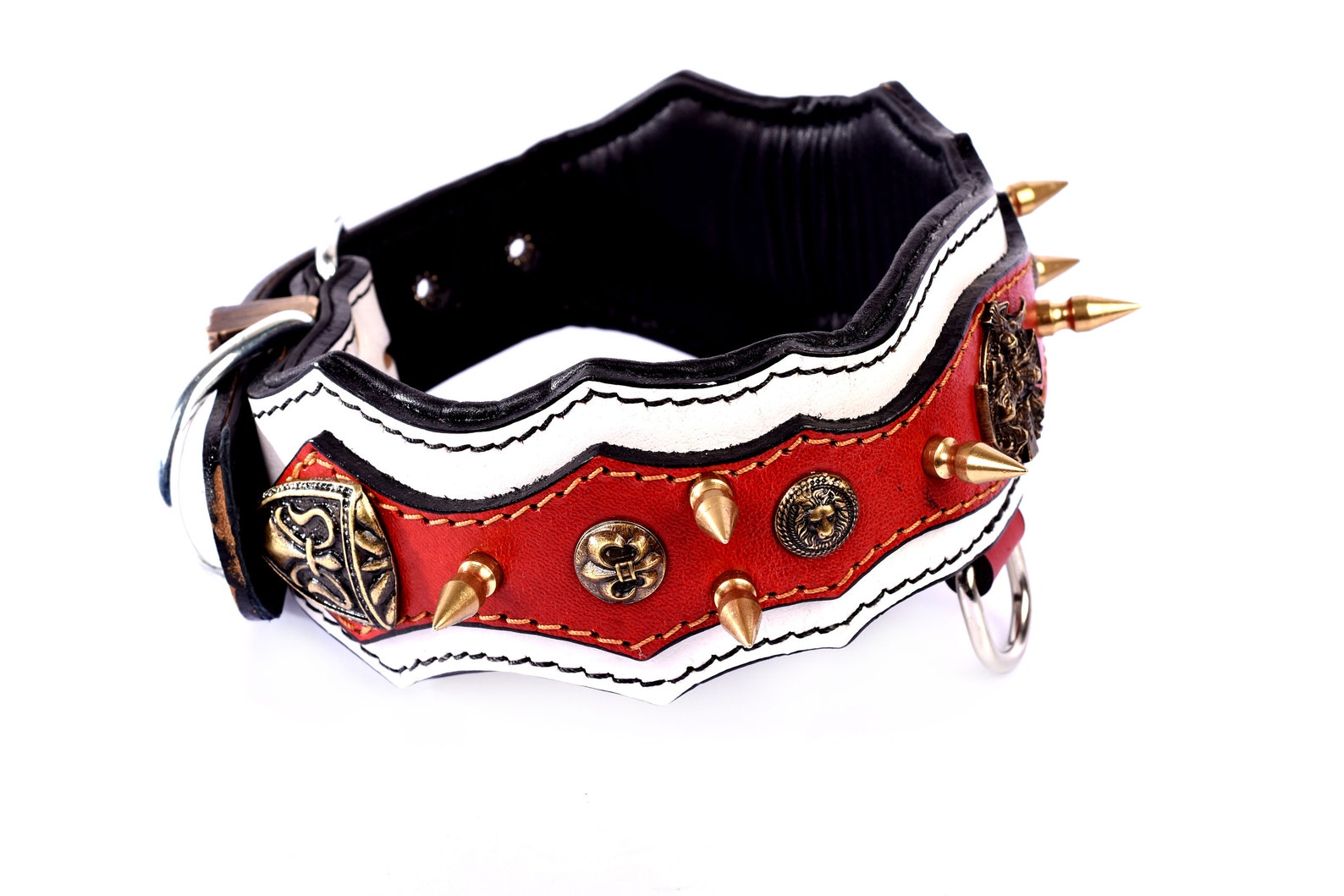 Big Dog Collar With Thorn Spiked Studded Leather Dog Collar Etsy