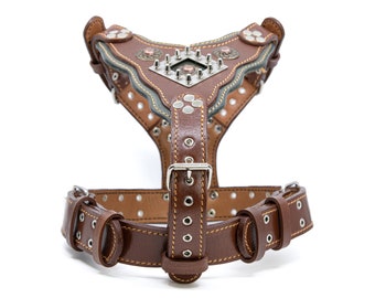 Leather Dog  Harness for Big Dogs Handmade Custom design buckle down Adjustable For Big Dogs