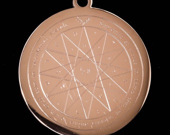 Fourth Pentacle Of Mercury Stainless Steel Pendant Necklace - Engraved Talisman For Thinking & Focus