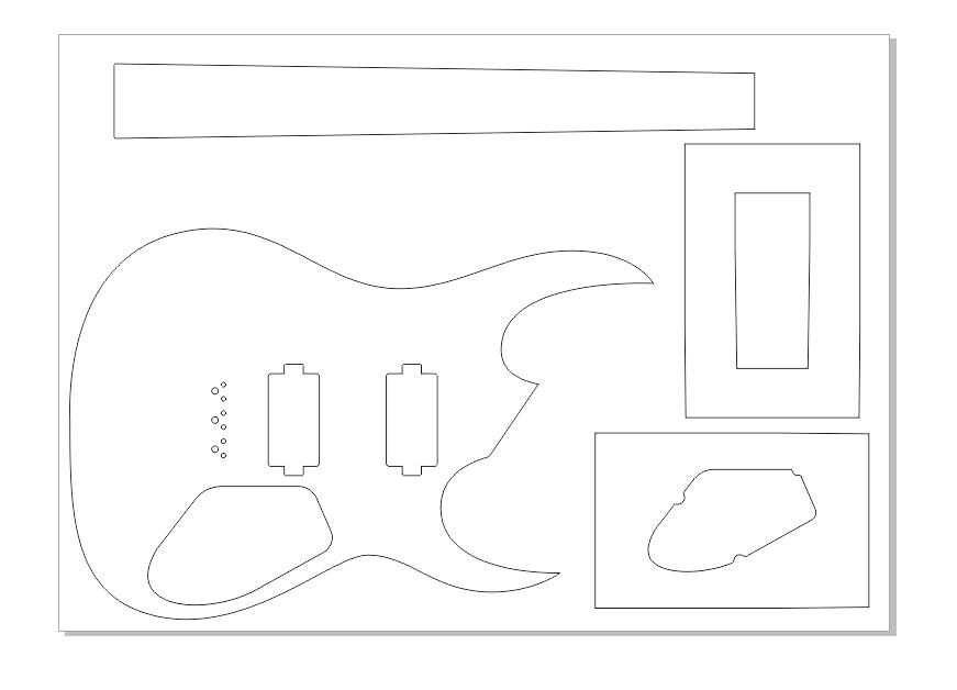 Custom Electric Guitar Body Template, Vector File, Ready for Cutting