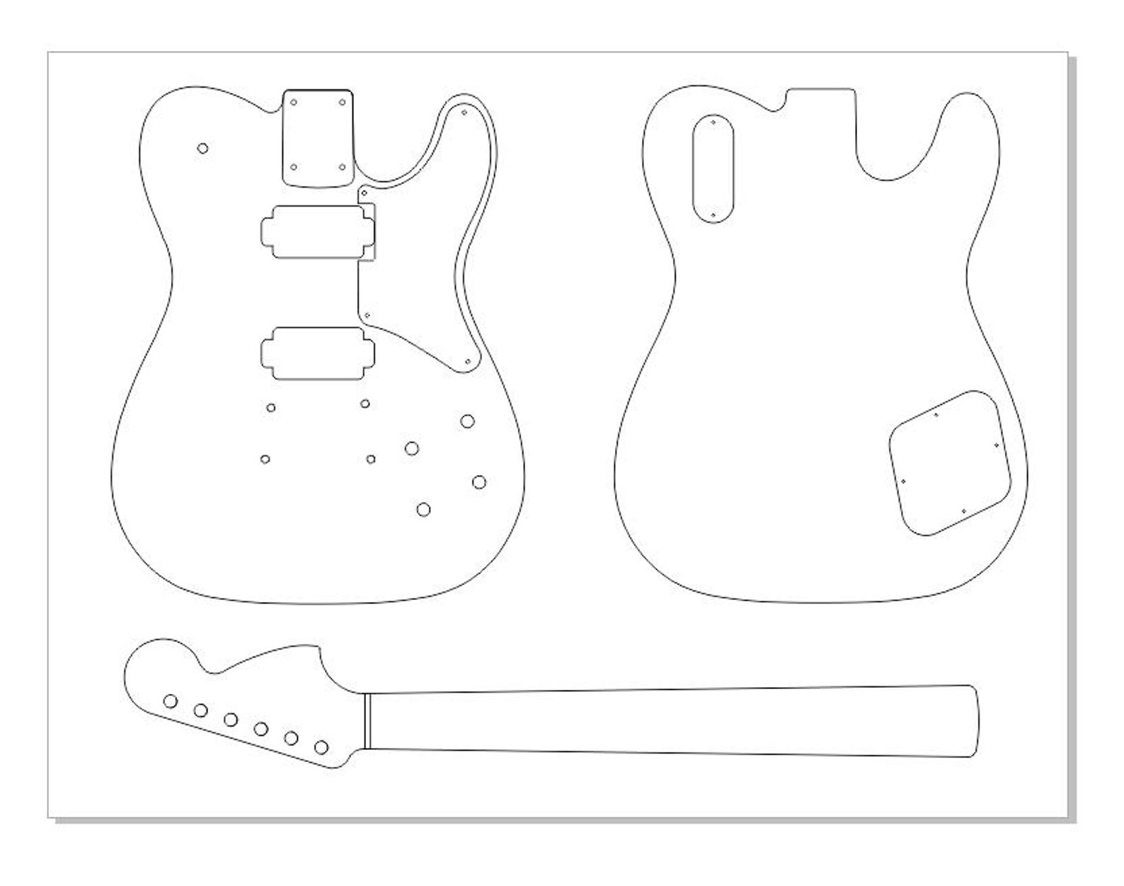 Custom Electric Guitar Body Template, Vector File, Ready for Cutting
