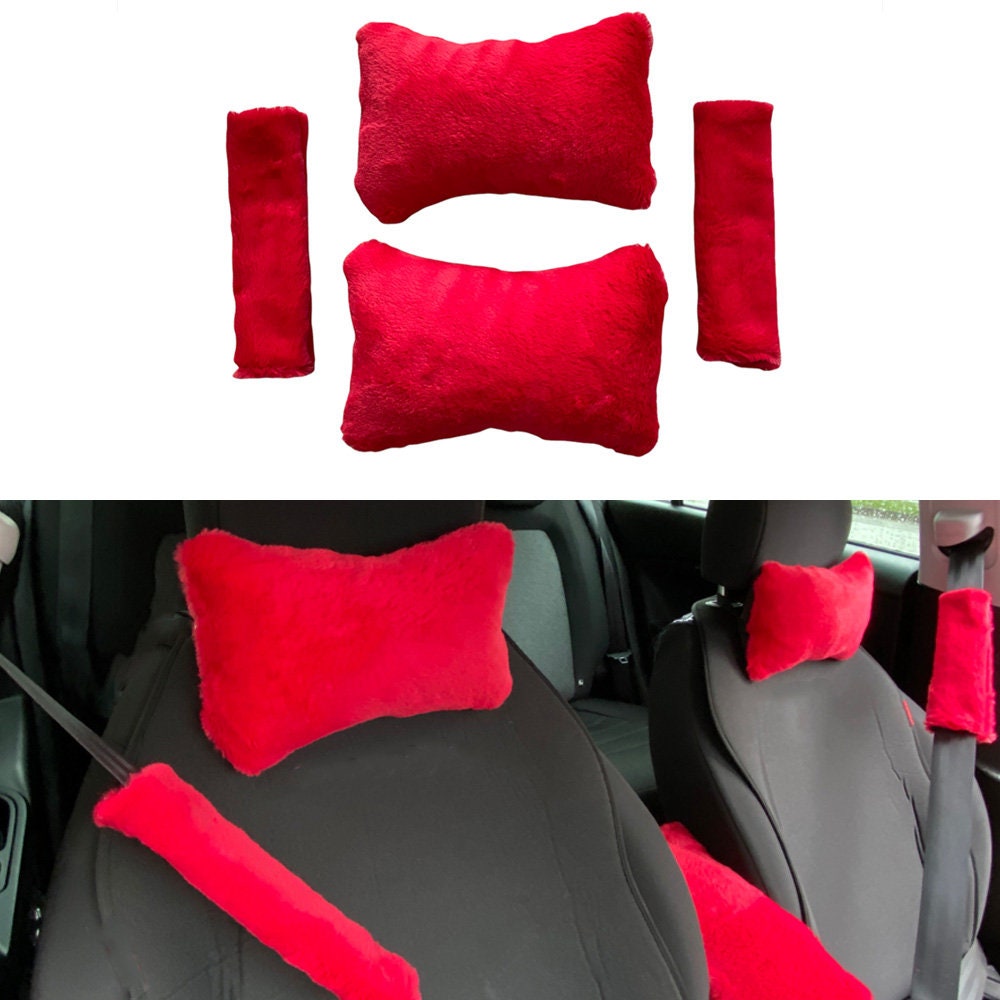 MAXGOODS 2 Pieces Car Neck Pillow Lovely Breathe Car Auto Head Neck Rest Cushion Headrest Pillow Pad.Colour Black Soft Version 
