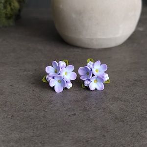 Lilac stud earrings, Light earrings, Flower earrings, Delicate studs, Light purple studs, Gift for her, Lilac jewellery