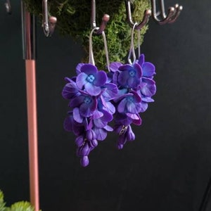 Hydrangea earrings, Purple earrings, Floral jewelry, Cluster earrings, Flower bouquet gift