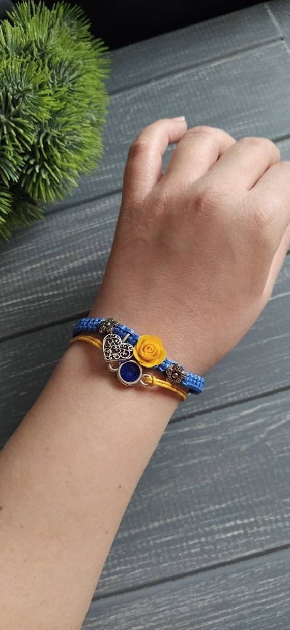 Royal Blue Bracelet Blue Yellow Bracelet Cord Bracelet Etsy