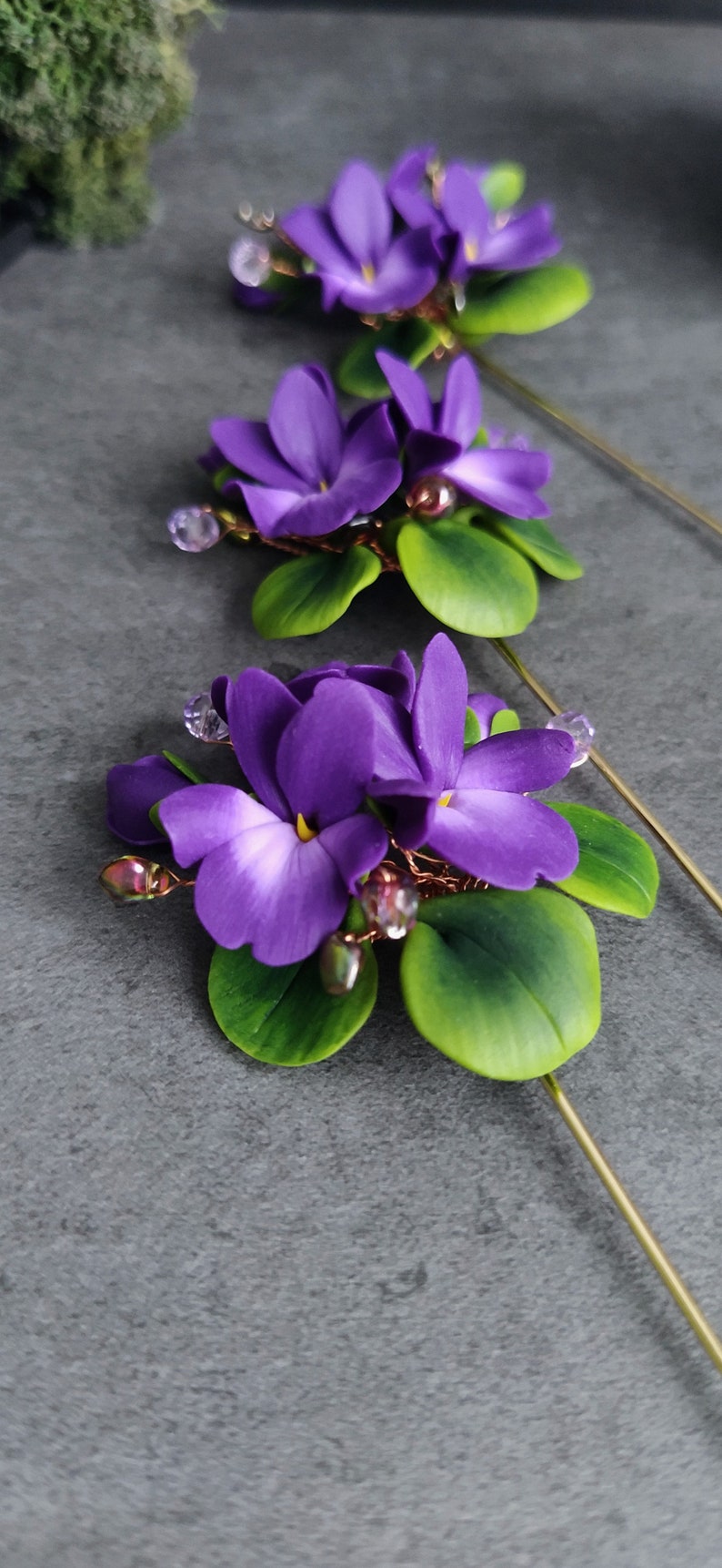 Buy Violet Brooch, Purple Jewelry, Floral Accessories, Wild Violet