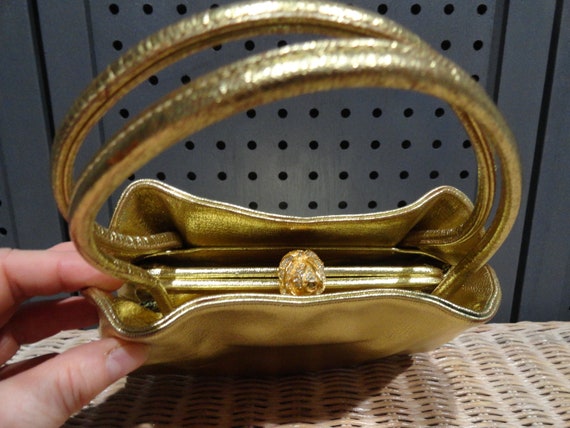 Metallic Gold Vintage Margaret Ria Top Handle Eve… - image 5