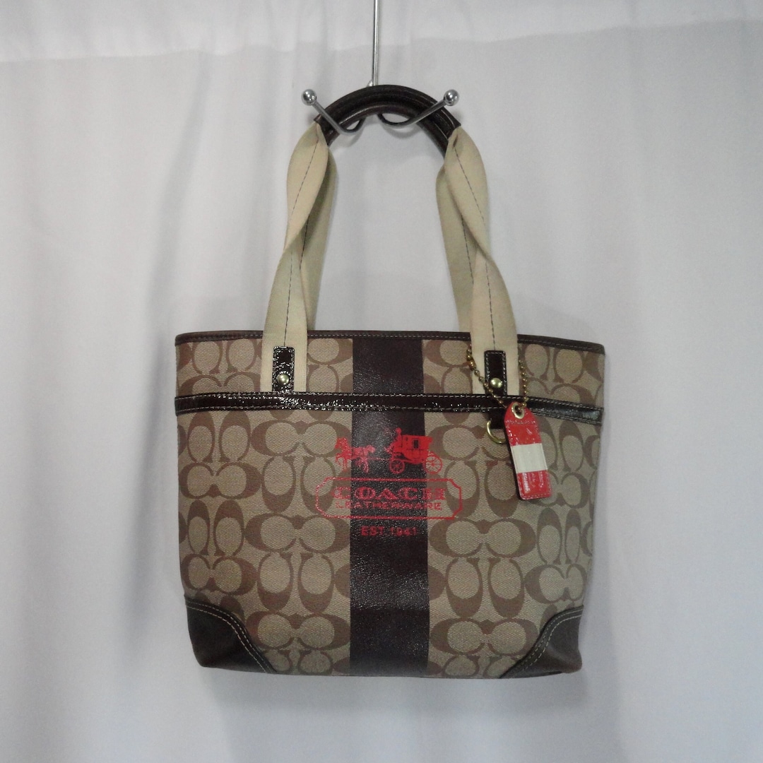 Rare Coach Signature Brown Leather Logo Bag B0873-11349 - Etsy