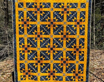 Sunflower Garden Quilt Pattern - DIGITAL (PDF) Version of Pattern - Intermediate Level - 58" x 68" - Throw / Lap Quilt